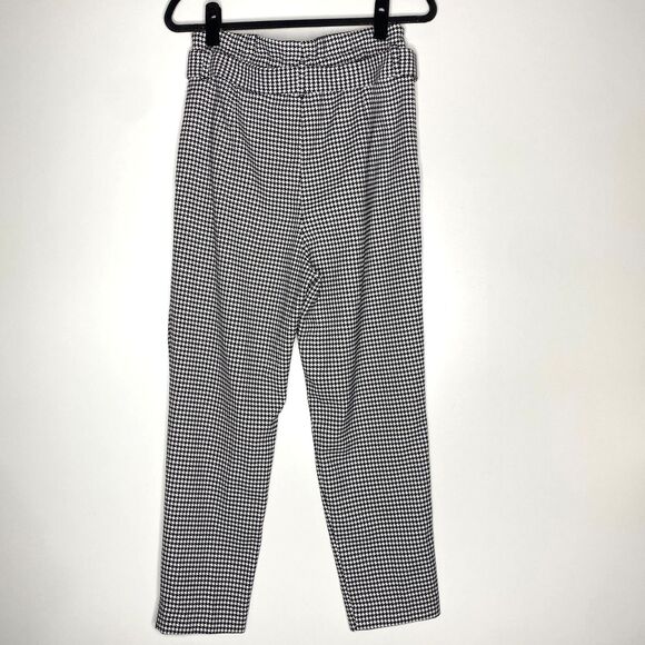H&M Houndstooth High Waist Paperbag Belted Ankle Pant Women's Size 8 - Picture 2 of 8